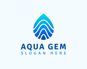 Aqua Droplet Wave logo design