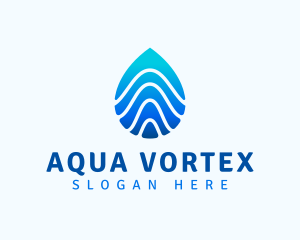 Aqua Droplet Wave logo design