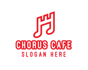 Medieval Tower Musical Note logo