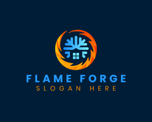 HVAC Snowflake Flame logo design