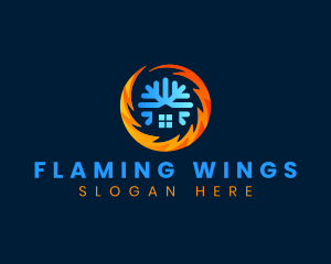 HVAC Snowflake Flame logo design