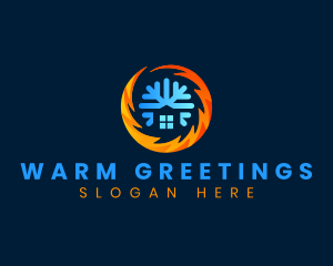 HVAC Snowflake Flame logo design