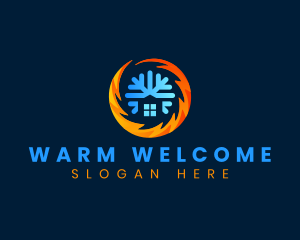 HVAC Snowflake Flame logo design