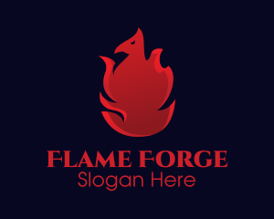 Red Flame Phoenix logo design