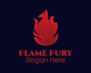 Red Flame Phoenix logo design