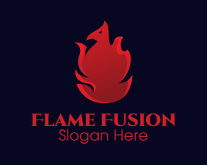 Red Flame Phoenix logo design