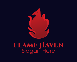 Red Flame Phoenix logo design