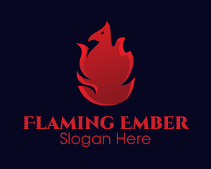 Red Flame Phoenix logo design