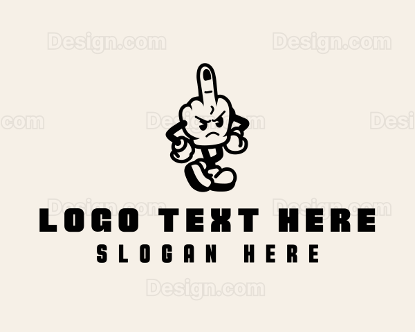 Profanity Middle Finger Character Logo