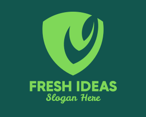 Green Leaf Shield logo design