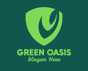 Green Leaf Shield logo design