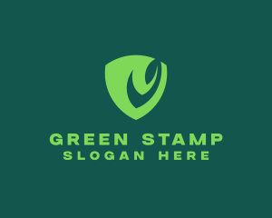 Green Leaf Shield logo design