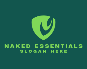 Green Leaf Shield logo design