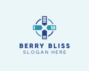 Battery Charging Cross logo design