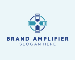 Battery Charging Cross logo design