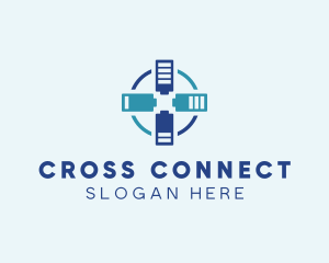 Battery Charging Cross logo design