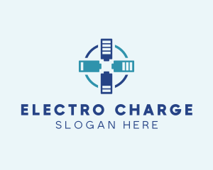 Battery Charging Cross logo design