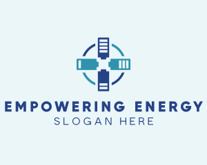 Battery Charging Cross logo design