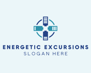 Battery Charging Cross logo design