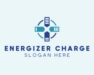 Battery Charging Cross logo design