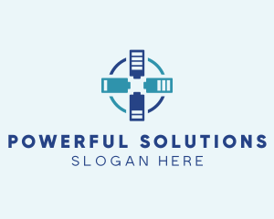 Battery Charging Cross logo design