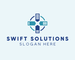 Battery Charging Cross logo design