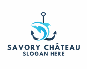 Fish Anchor Sea logo design