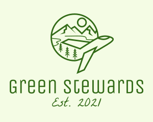 Green Plane Travel  logo design