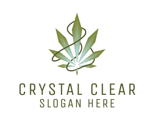 Crystal Weed Leaf  logo design