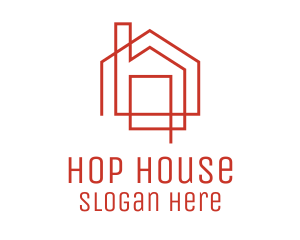 Red Linear House  logo design