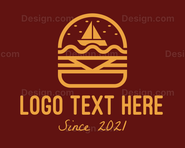 Burger Snack Sailboat Logo