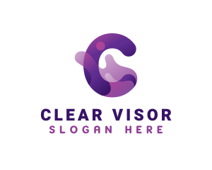 Violet Letter C Splash Liquid logo design