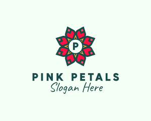 Poinsettia Flower Holiday Lantern logo design