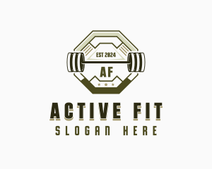 Fitness Weightlifting Barbell logo design