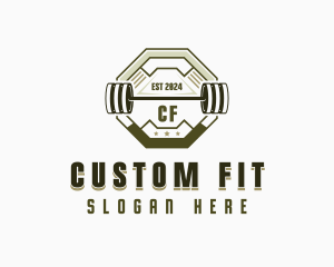 Fitness Weightlifting Barbell logo design