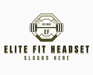 Fitness Weightlifting Barbell logo design