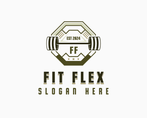 Fitness Weightlifting Barbell logo design