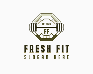 Fitness Weightlifting Barbell logo design