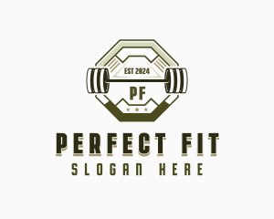 Fitness Weightlifting Barbell logo design