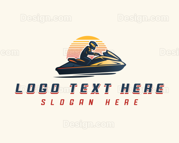 Jet Skiing Sunset Logo