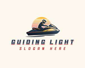 Jet Skiing Sunset logo design