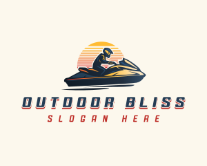 Jet Skiing Sunset logo design