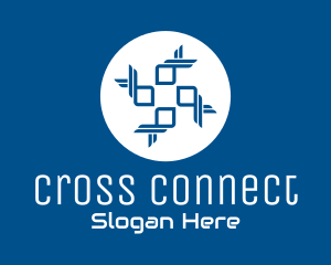 Blue Tech Cross logo design