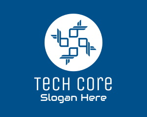 Blue Tech Cross logo design