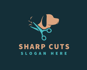 Canine Dog Scissors Grooming logo design