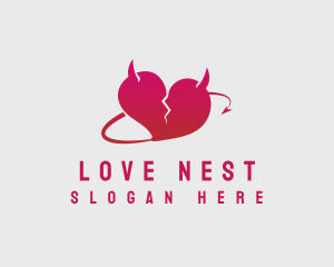 Heart Devil Love logo design