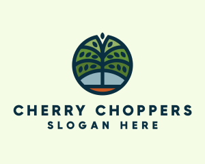 Green Tree Circle Badge logo design