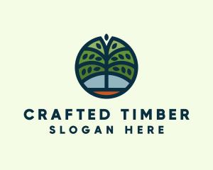 Green Tree Circle Badge logo design