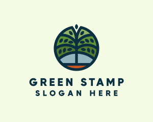 Green Tree Circle Badge logo design