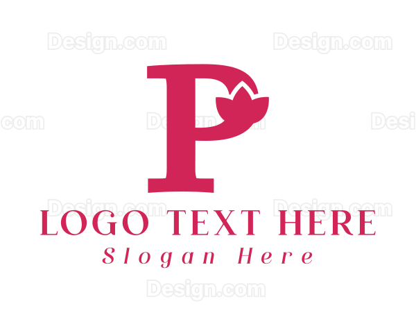 Pink Flower Letter P Logo